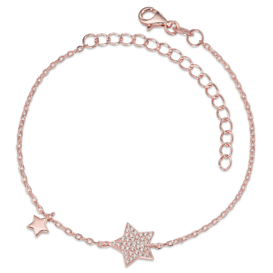 Armbånd Sølv Zirconia rose forgyldt stjerne 16-19 cm