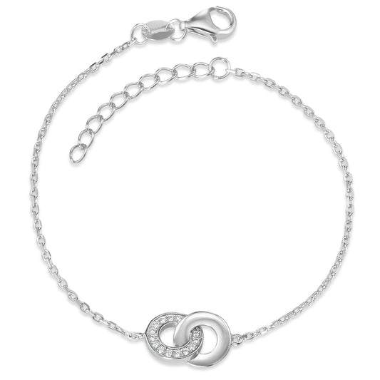 Armbånd Sølv Zirconia rhodineret 16-19 cm