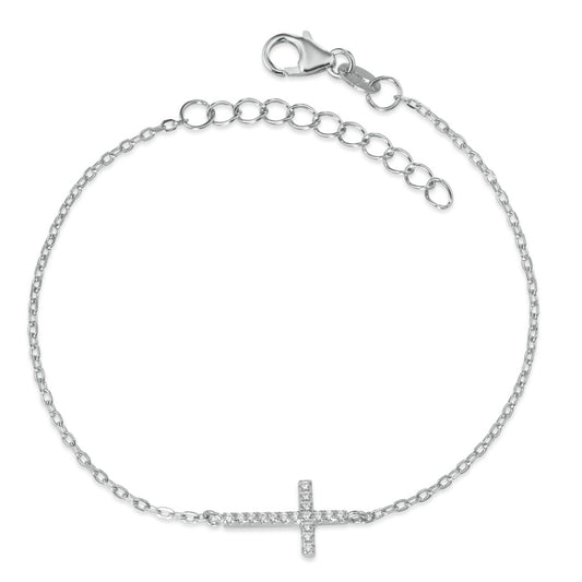 Armbånd Sølv Zirconia rhodineret Kryds 16-19 cm