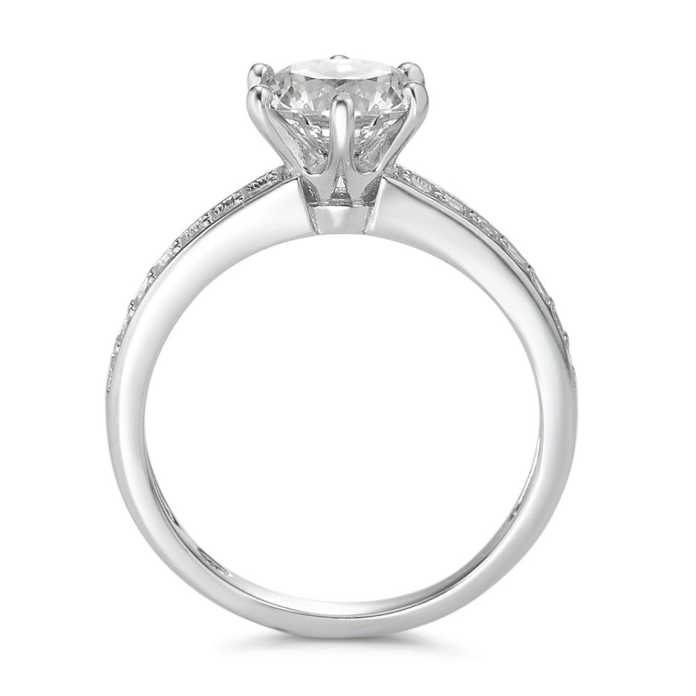 Solitaire ring Sølv Zirconia rhodineret Ø6.5 mm