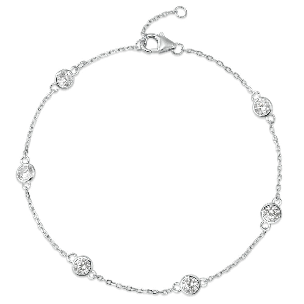 Armbånd Sølv Zirconia 6 Sten rhodineret 16-19 cm