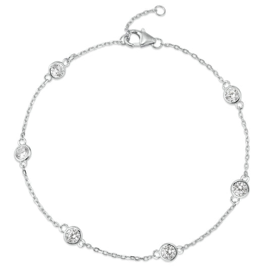 Armbånd Sølv Zirconia 6 Sten rhodineret 16-19 cm