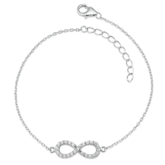 Armbånd Sølv Zirconia rhodineret Uendelighed 16-19 cm