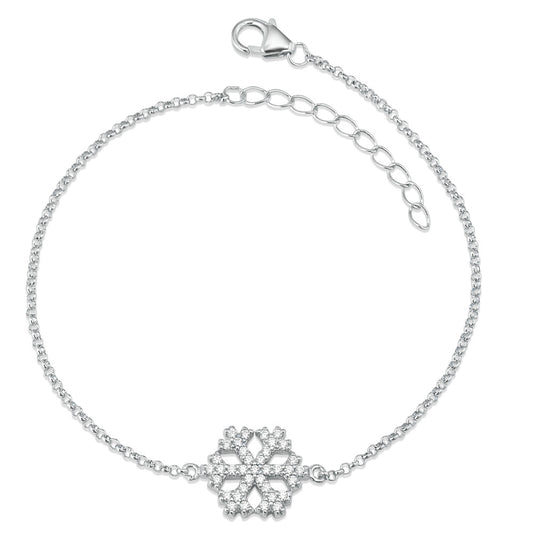 Armbånd Sølv Zirconia rhodineret Snefnug 17-20 cm