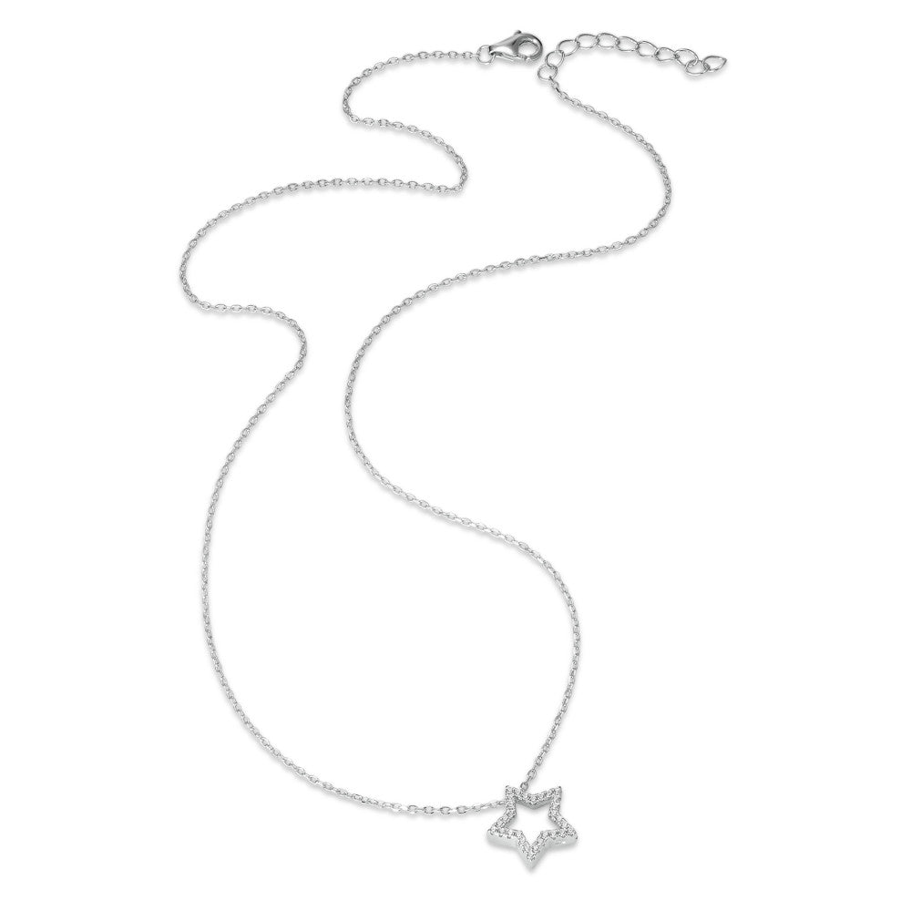 Collier Sølv Zirconia rhodineret stjerne 40-43 cm