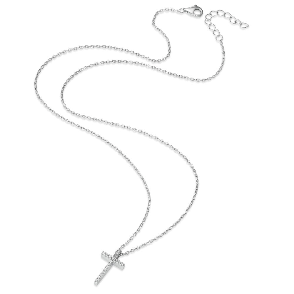 Collier Sølv Zirconia rhodineret Kryds 40-43 cm