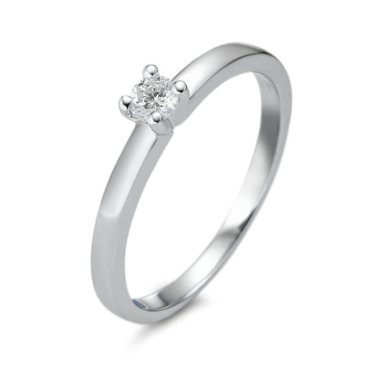 Solitaire ring 750/18K hvidguld Diamant hvid , 0.10 ct, [Brillant], w-si