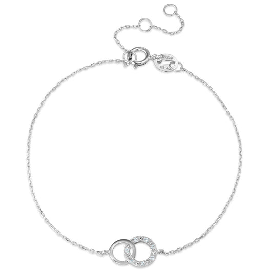 Armbånd 375/9K hvidguld Diamant 0.025 ct, 7 Sten , w-pi1 15-18 cm