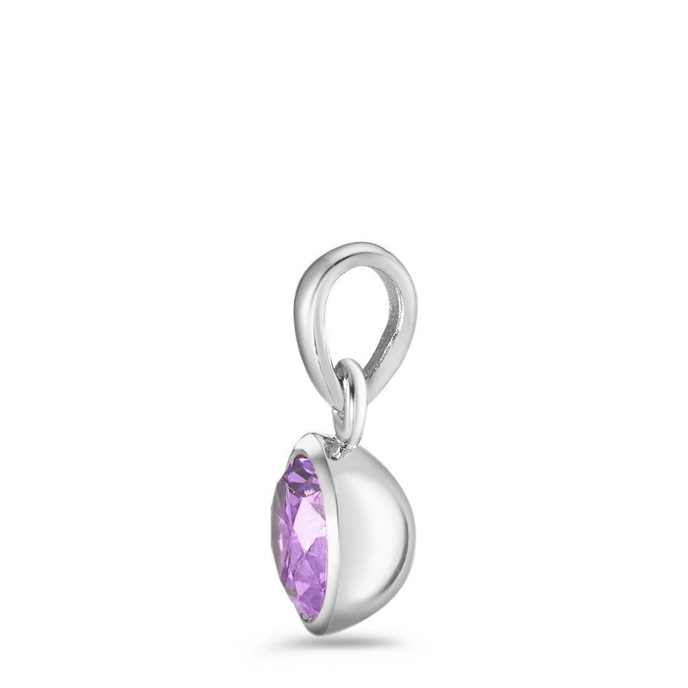 Vedhæng Sølv Zirconia violet rhodineret Ø7.5 mm