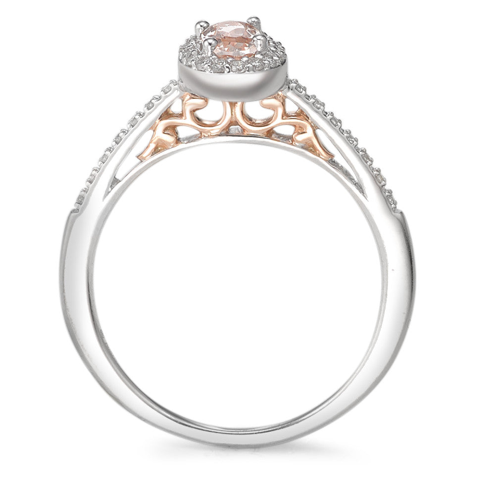 Fingerring 375/9K hvidguld Diamant 0.09 ct, w-pi3, Morganit champagne