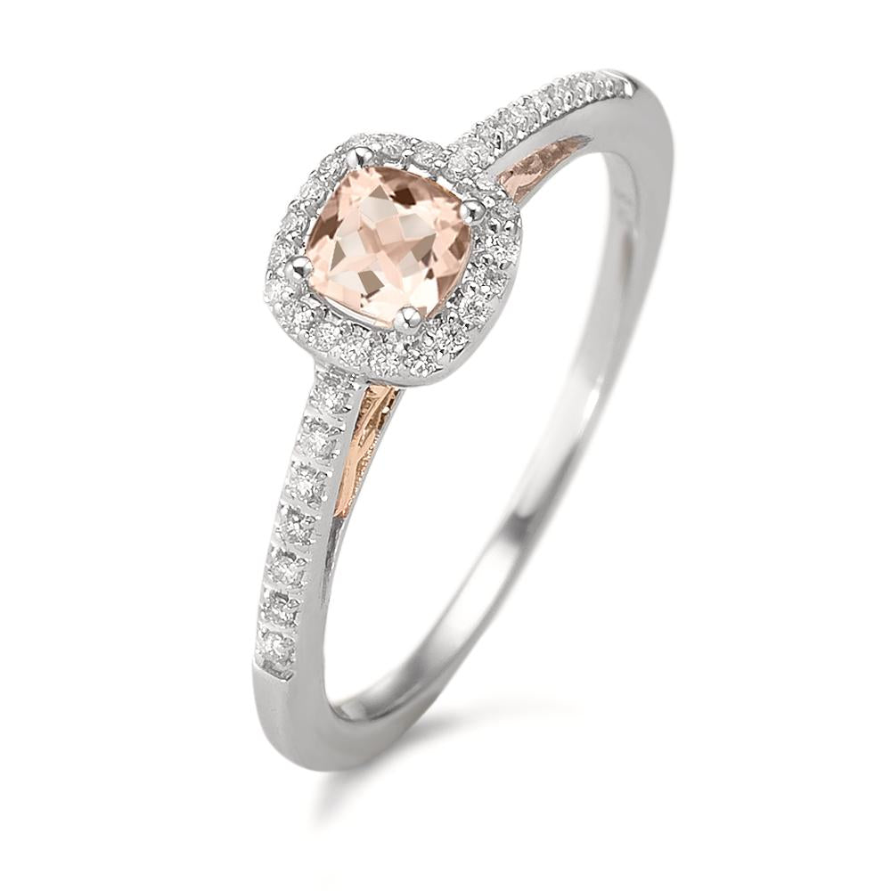 Fingerring 375/9K hvidguld Diamant 0.10 ct, w-pi3, Morganit champagne