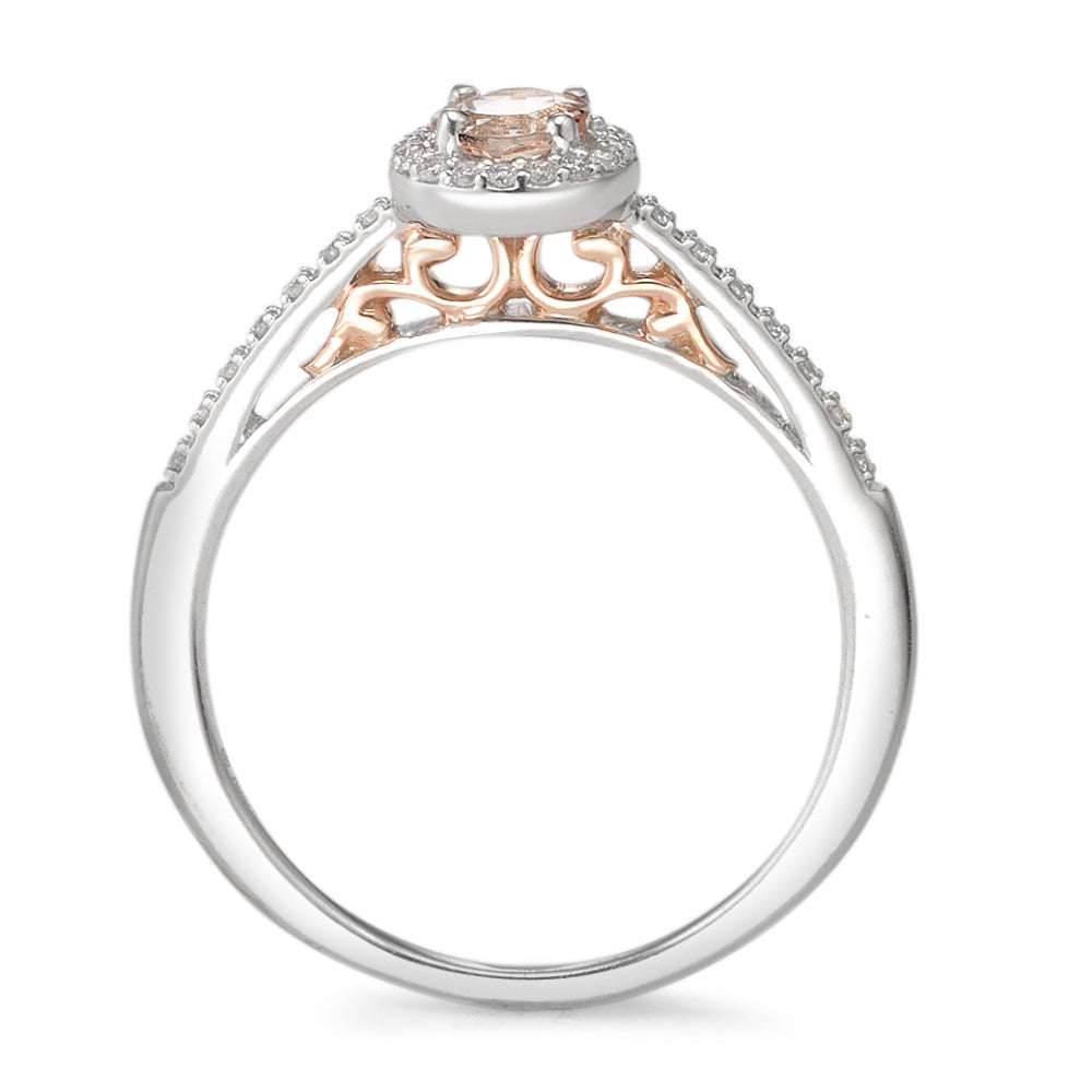 Fingerring 375/9K hvidguld Diamant 0.10 ct, w-pi3, Morganit champagne