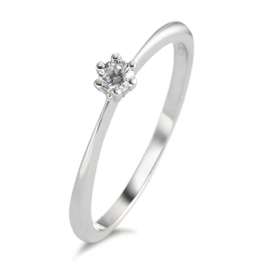 Solitaire ring Sølv Zirconia rhodineret