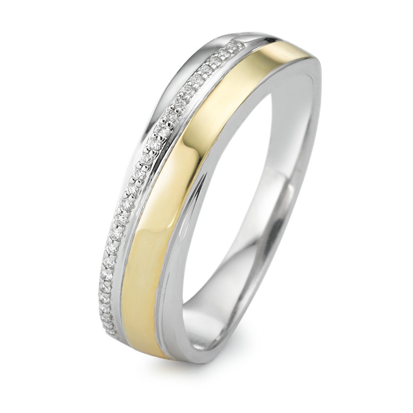 Fingerring 375/9K hvidguld Diamant 0.06 ct, 25 Sten , w-si gul forgyldt