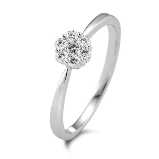 Fingerring 375/9K hvidguld Diamant 0.18 ct, 7 Sten , w-si