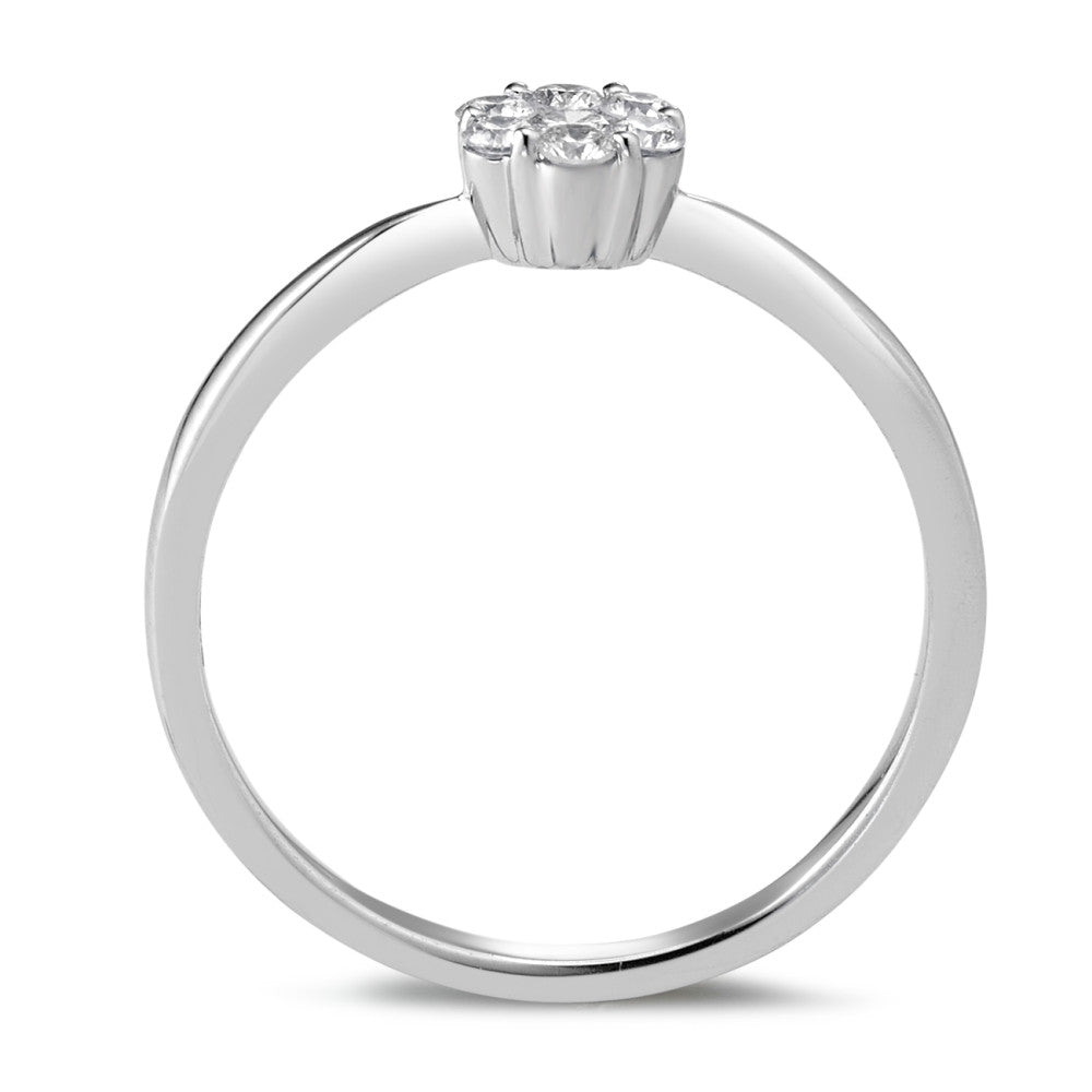 Fingerring 375/9K hvidguld Diamant 0.18 ct, 7 Sten , w-si