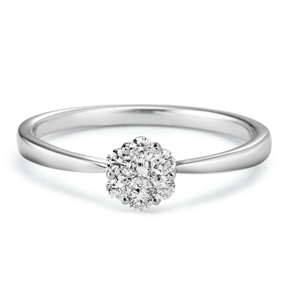 Fingerring 375/9K hvidguld Diamant 0.18 ct, 7 Sten , w-si