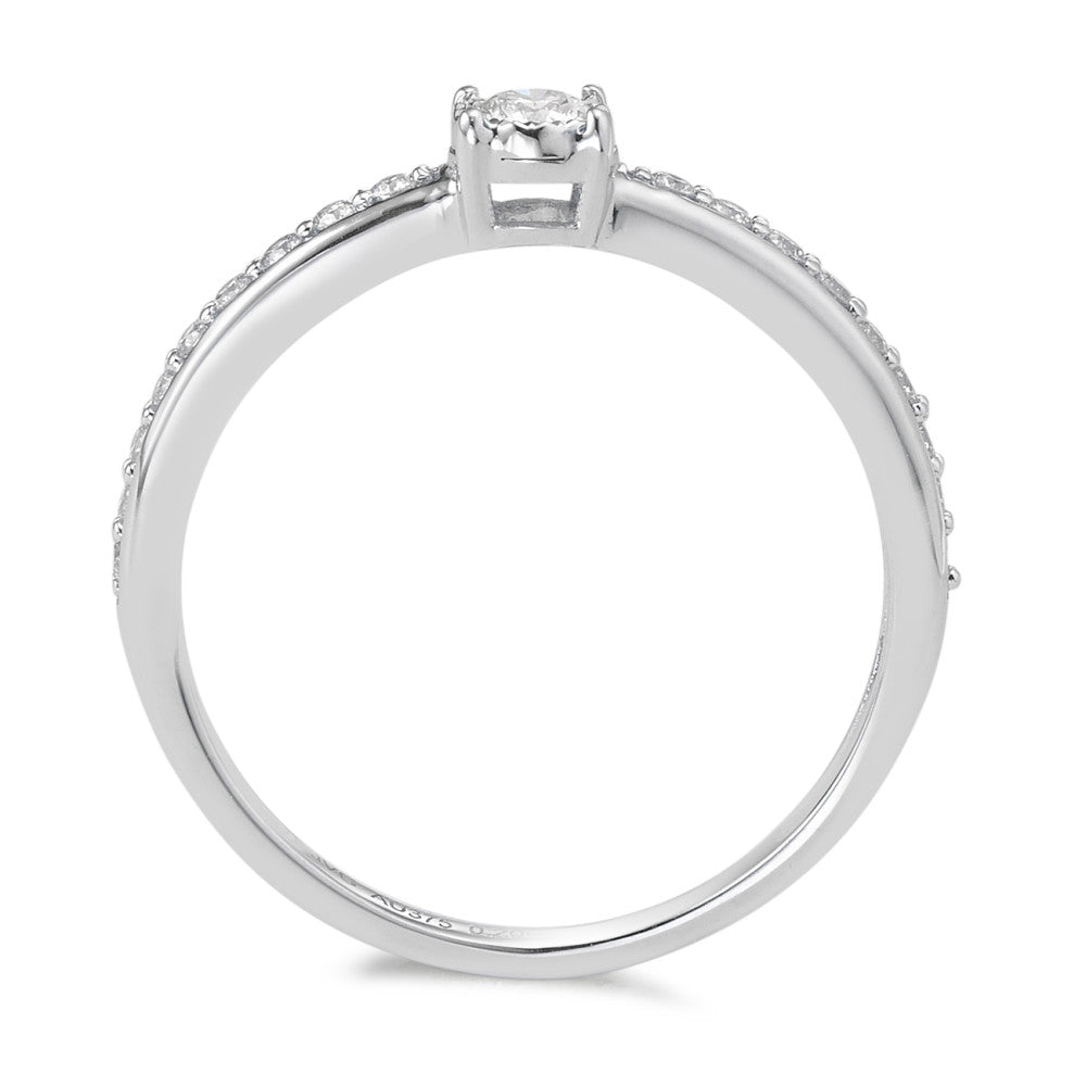 Solitaire ring 375/9K hvidguld Diamant 0.20 ct, 19 Sten , w-si