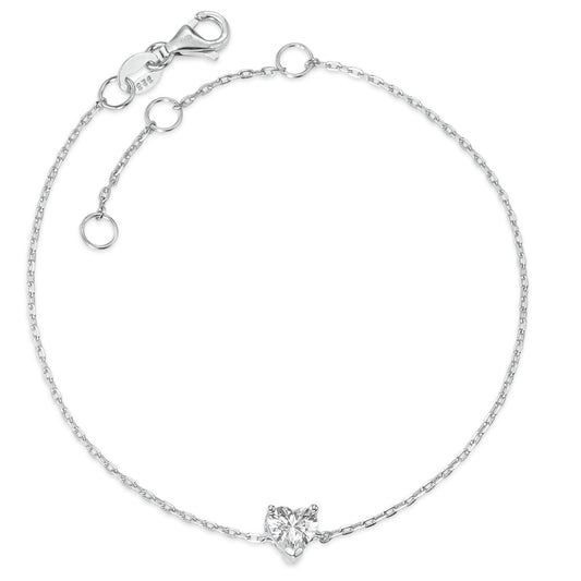 Armbånd Sølv Zirconia rhodineret Hjerte 16-19 cm