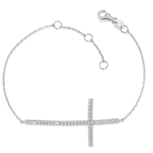 Armbånd Sølv Zirconia rhodineret Kryds 16-19 cm