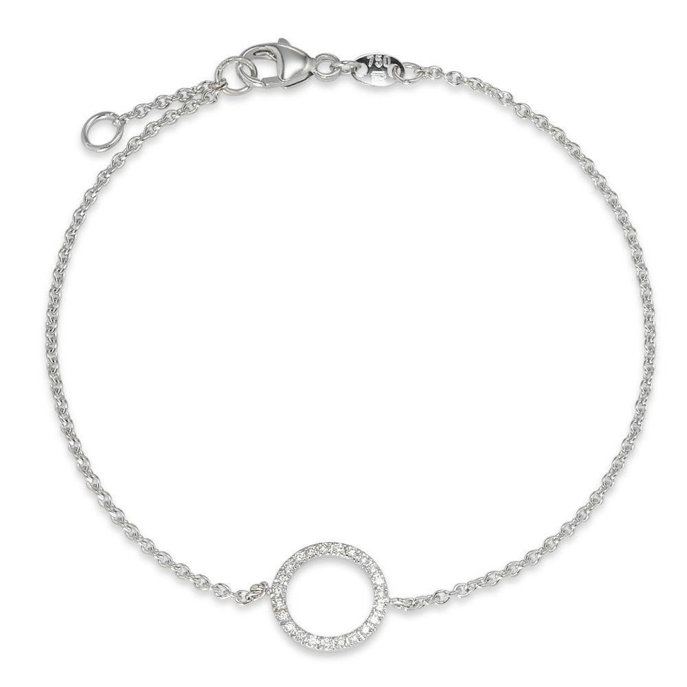 Armbånd 750/18K hvidguld Diamant 0.115 ct, 23 Sten , w-si 17-18 cm Ø10 mm