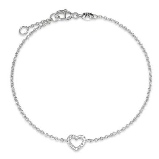 Armbånd 750/18K hvidguld Diamant 0.07 ct, 14 Sten , w-si Hjerte 17-18 cm