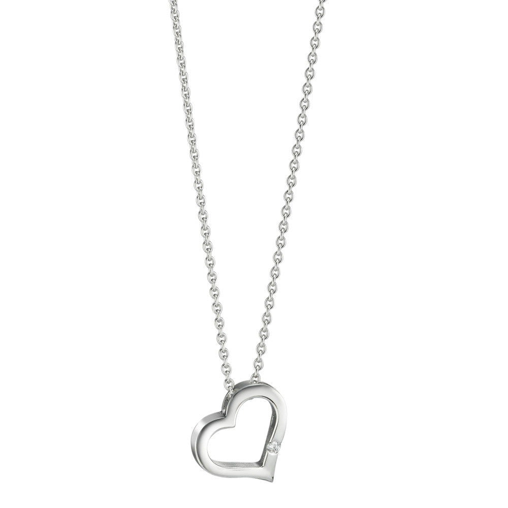 Collier 750/18K hvidguld Diamant 0.015 ct, w-si Hjerte 40-42 cm