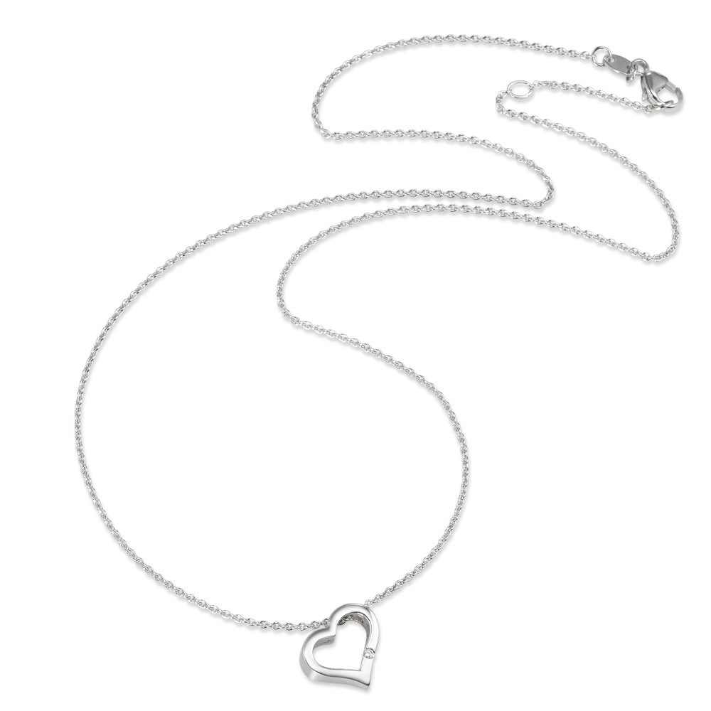 Collier 750/18K hvidguld Diamant 0.015 ct, w-si Hjerte 40-42 cm