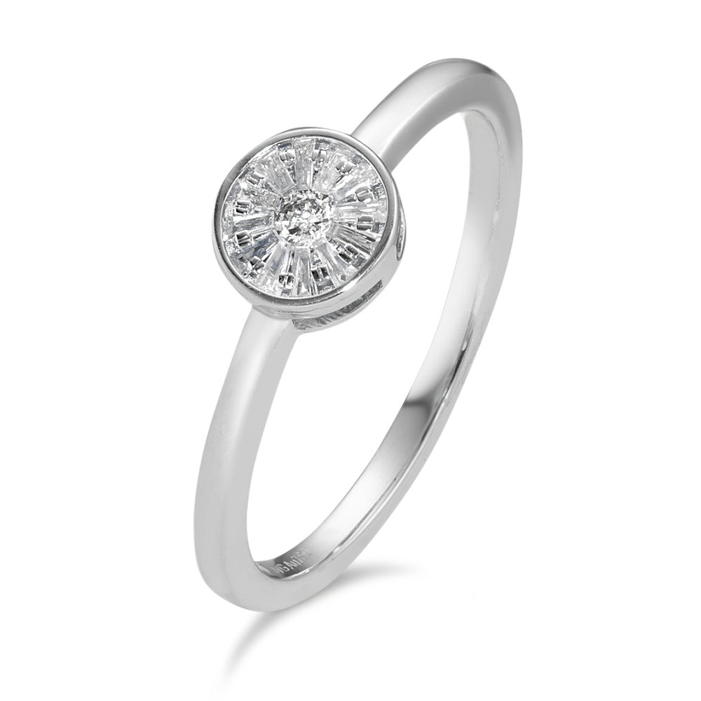 Solitaire ring 750/18K hvidguld Diamant 0.15 ct, 13 Sten , w-si