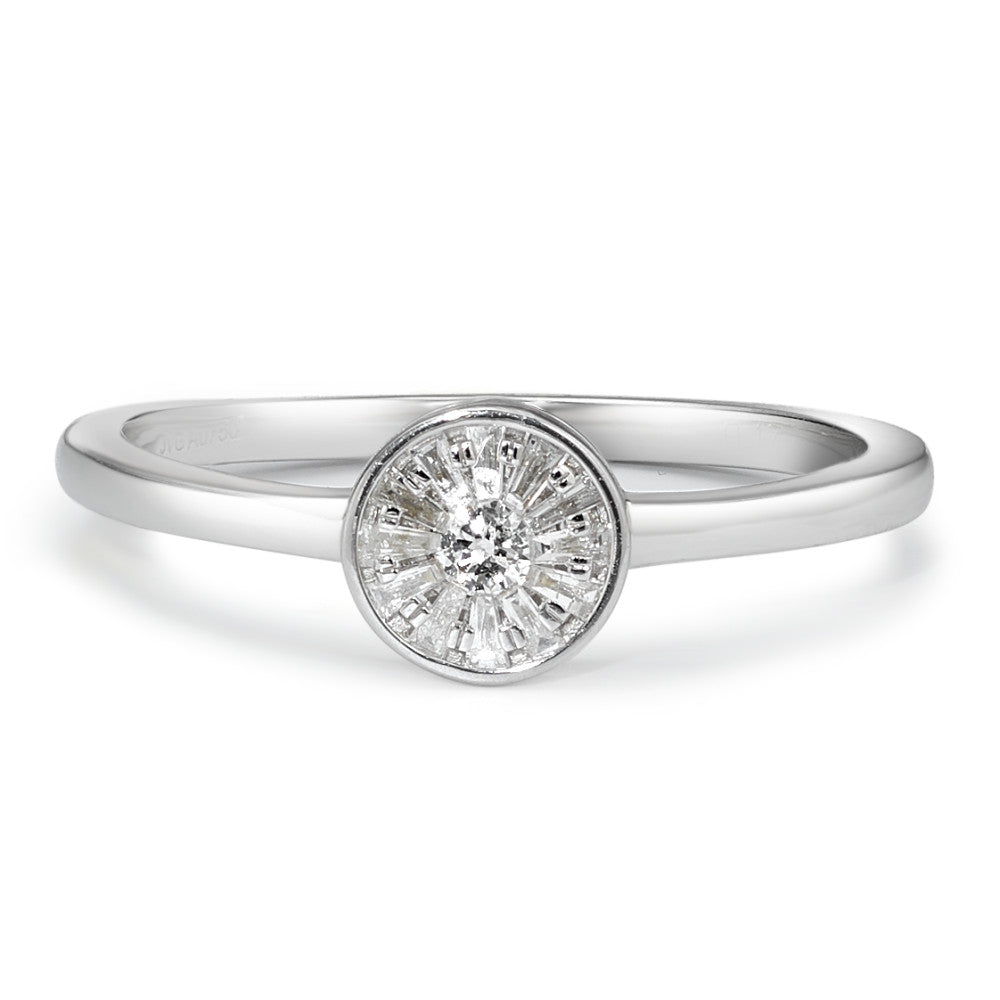 Solitaire ring 750/18K hvidguld Diamant 0.15 ct, 13 Sten , w-si