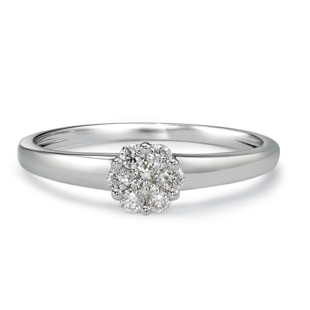 Solitaire ring 750/18K hvidguld Diamant 0.20 ct, 7 Sten , w-si