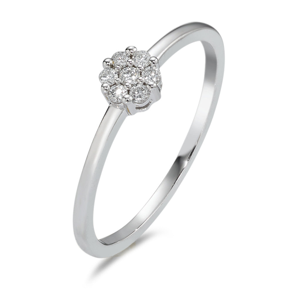 Solitaire ring 750/18K hvidguld Diamant 0.10 ct, 7 Sten , w-si