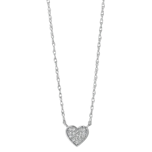 Collier 750/18K hvidguld Diamant 0.05 ct, 18 Sten , w-si Hjerte 40-46 cm