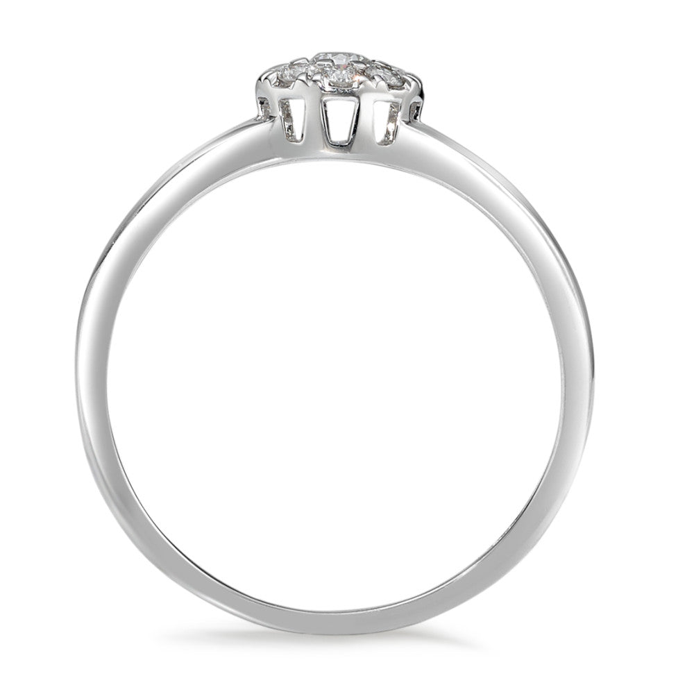 Solitaire ring 750/18K hvidguld Diamant 0.17 ct, 9 Sten , w-si