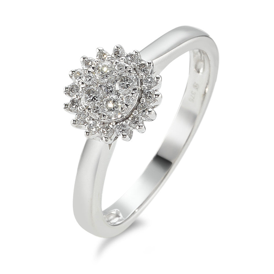 Fingerring 375/9K hvidguld Diamant 0.30 ct, 25 Sten , w-pi3