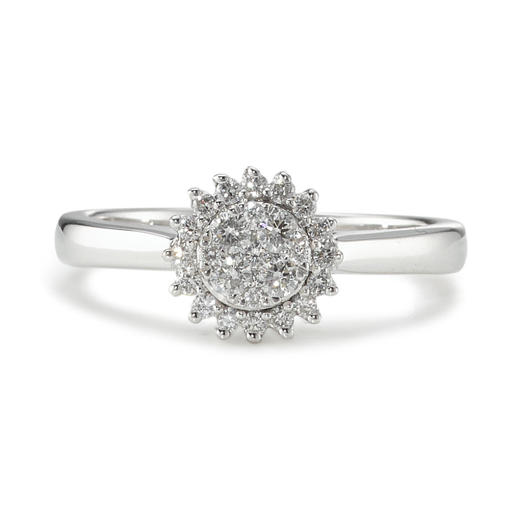 Fingerring 375/9K hvidguld Diamant 0.30 ct, 25 Sten , w-pi3