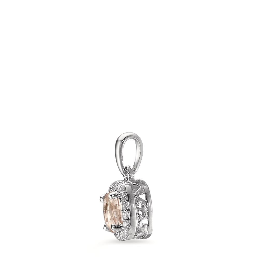 Vedhæng 375/9K hvidguld Morganit champagne , 0.35 ct, [rund], Diamant hvid , 0.06 ct, 20 Sten , w-pi3 Ø6.5 mm