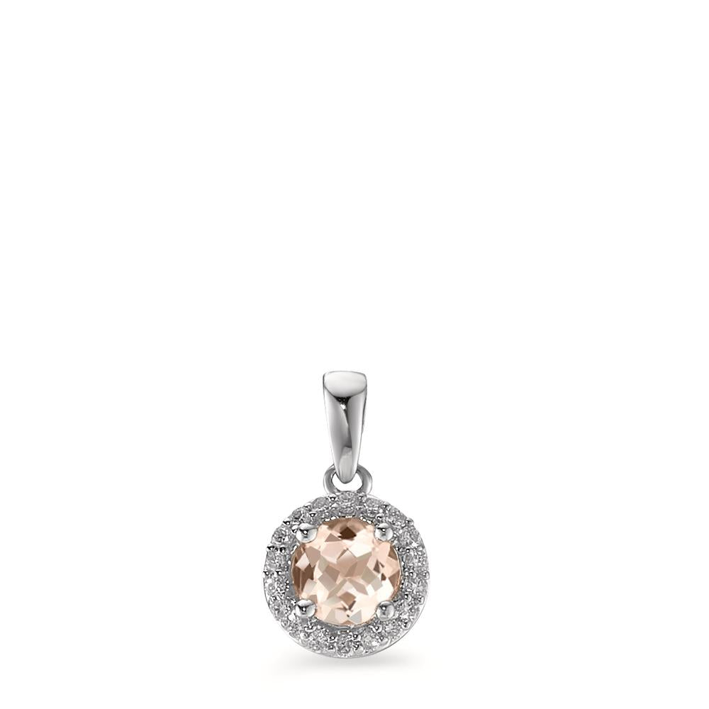 Vedhæng 375/9K hvidguld Morganit champagne , 0.33 ct, [rund], Diamant hvid , 0.06 ct, 18 Sten , w-pi3 Ø6.5 mm