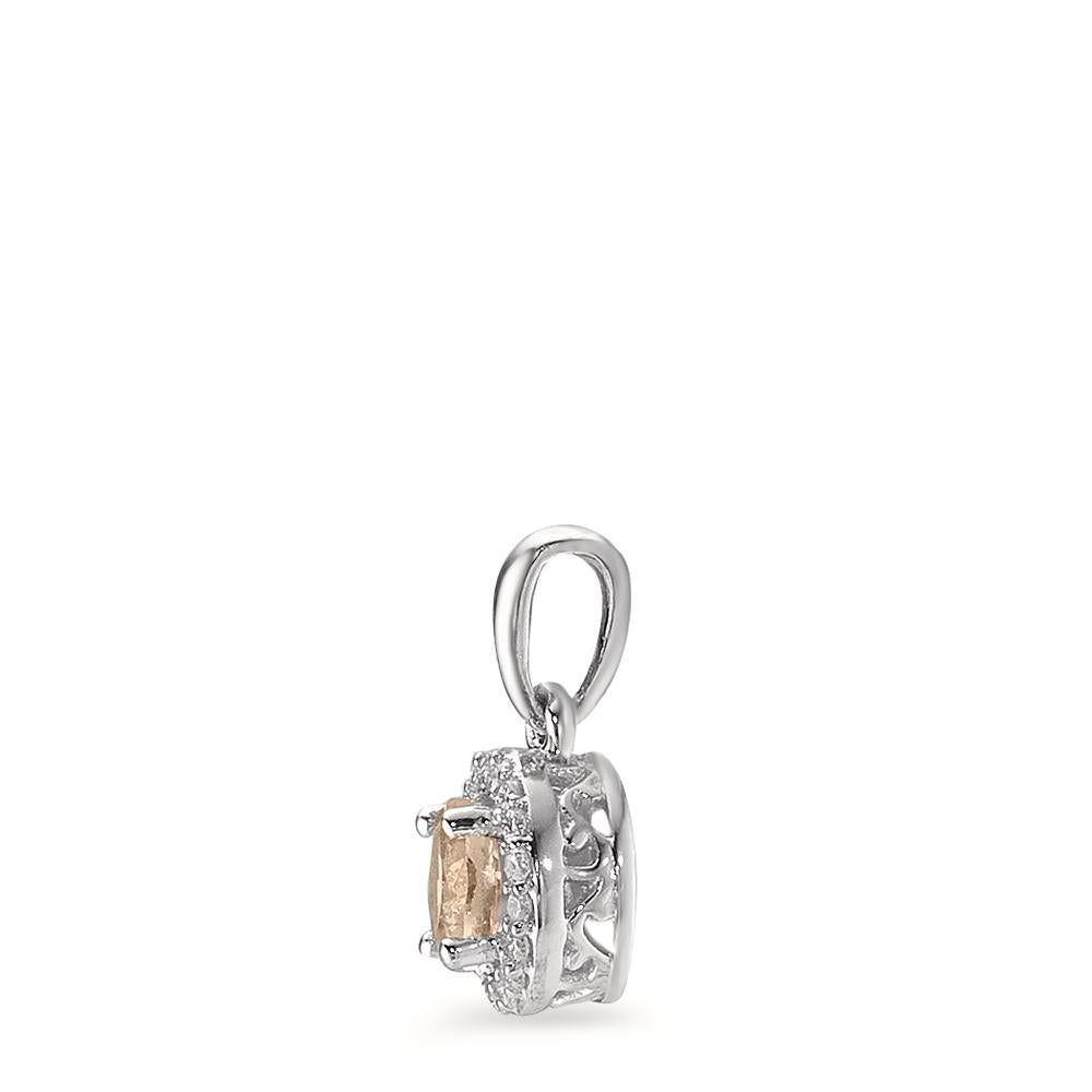 Vedhæng 375/9K hvidguld Morganit champagne , 0.33 ct, [rund], Diamant hvid , 0.06 ct, 18 Sten , w-pi3 Ø6.5 mm