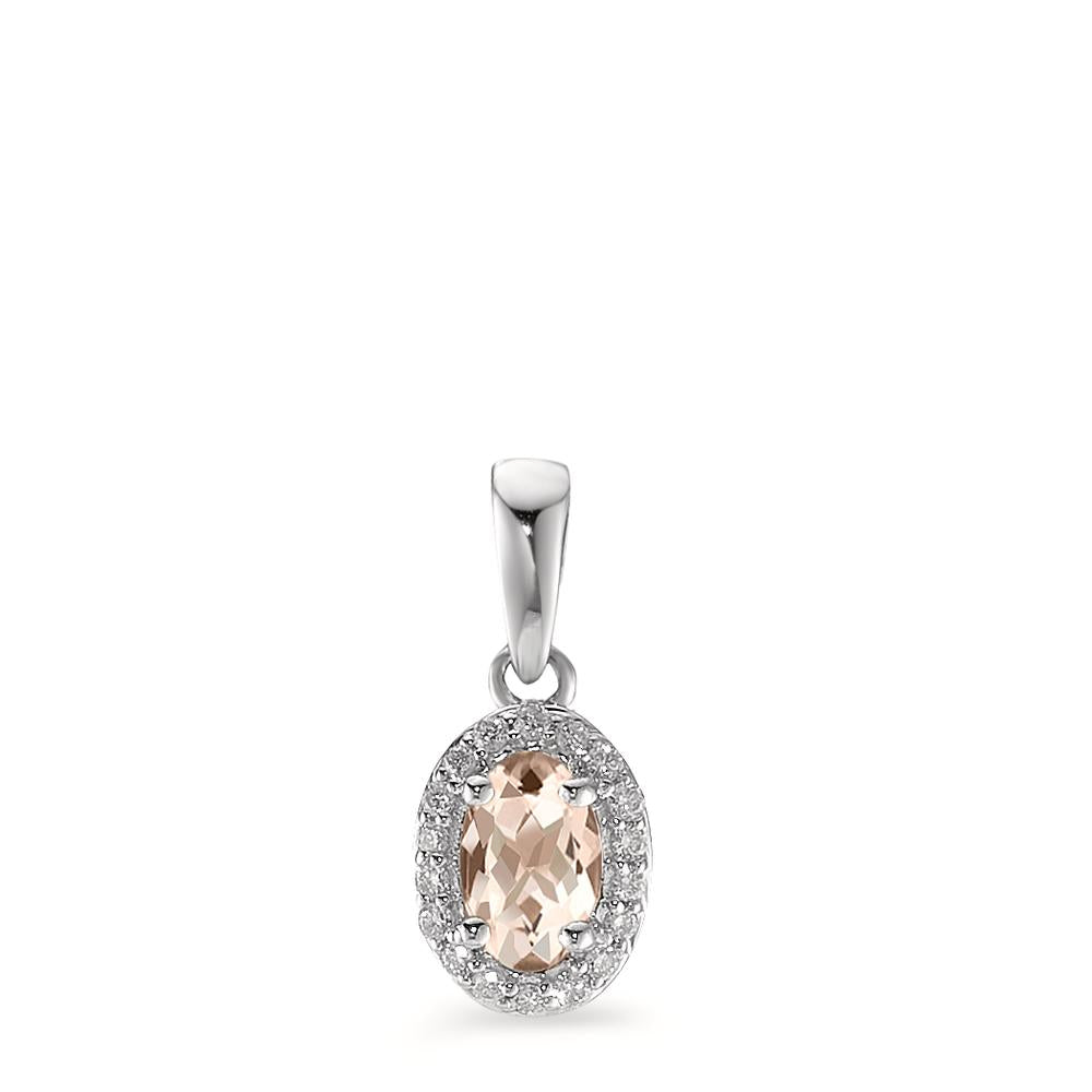 Vedhæng 375/9K hvidguld Morganit champagne , 0.36 ct, [oval], Diamant hvid , 0.06 ct, 18 Sten , w-pi3