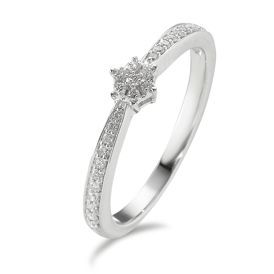 Solitaire ring 750/18K hvidguld Diamant 0.15 ct, 29 Sten , w-si