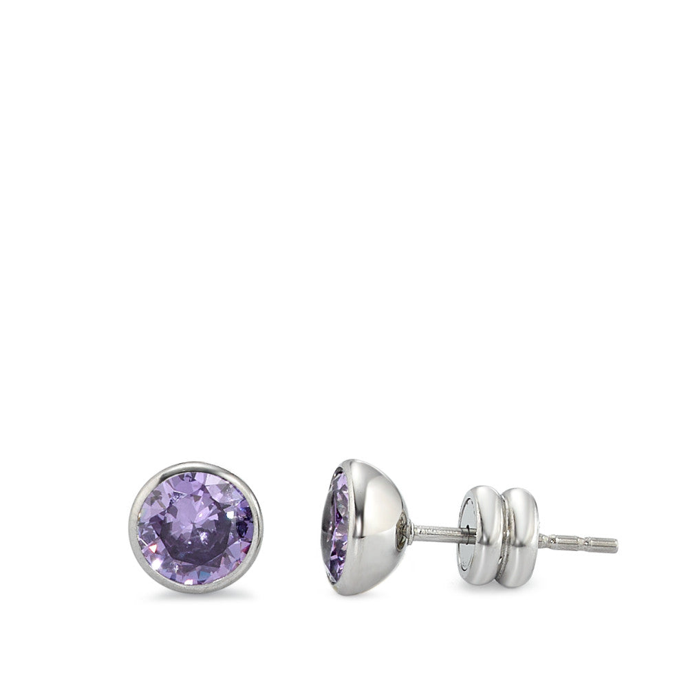 Ørestikker Rustfrit stål Zirconia violet , 2 Sten Ø6.5 mm