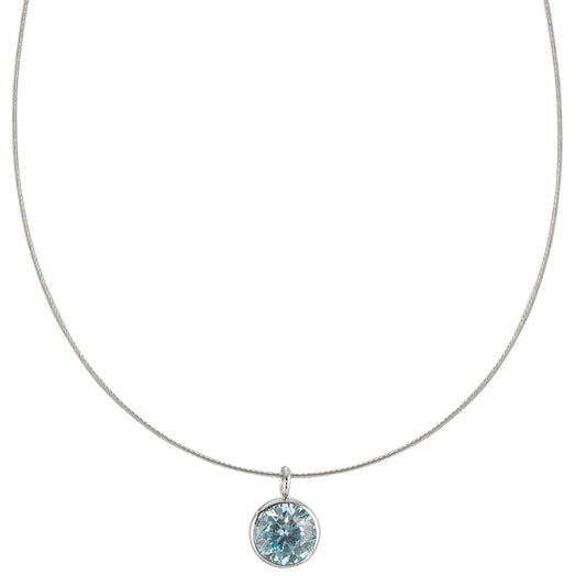 Collier Rustfrit stål Zirconia aqua 42 cm