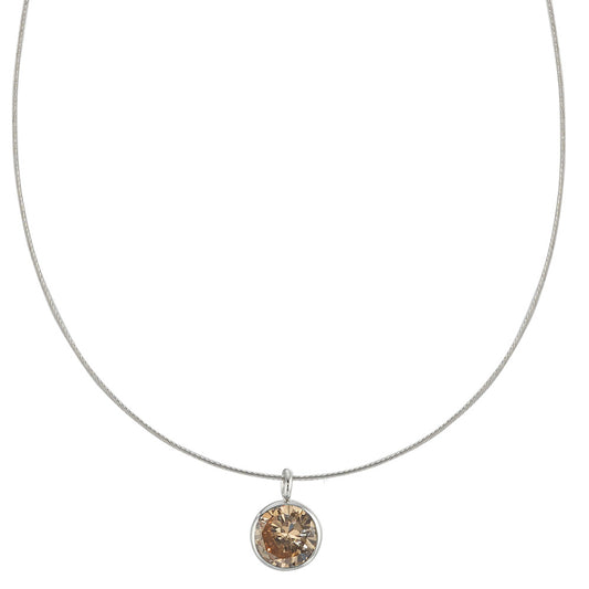 Collier Rustfrit stål Zirconia champagne 42 cm