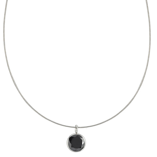 Collier Rustfrit stål Zirconia sort 42 cm