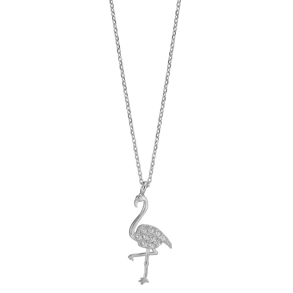 Collier Sølv Zirconia rhodineret Flamingo 40-42 cm