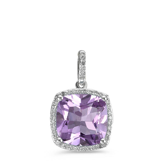 Vedhæng 750/18K hvidguld Ametyst violet, Diamant hvid , 0.12 ct, 40 Sten , w-pi3 Ø11 mm