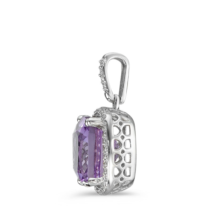 Vedhæng 750/18K hvidguld Ametyst violet, Diamant hvid , 0.12 ct, 40 Sten , w-pi3 Ø11 mm