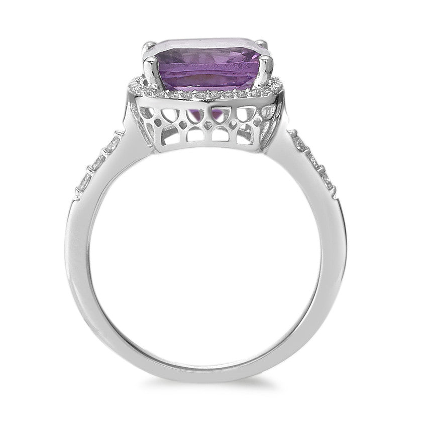 Fingerring 750/18K hvidguld Ametyst violet, Diamant hvid , 0.20 ct, 42 Sten , w-pi3 Ø11 mm