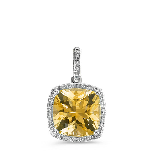 Vedhæng 750/18K hvidguld Citrin gylden, Diamant hvid , 0.12 ct, 40 Sten , w-pi3 Ø11 mm